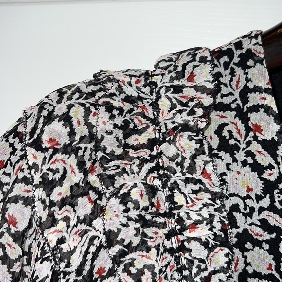 Joie Tobey Dress Boho Midi Floral Ruffle Size Large Black, White, Red NWOT - Picture 7 of 16